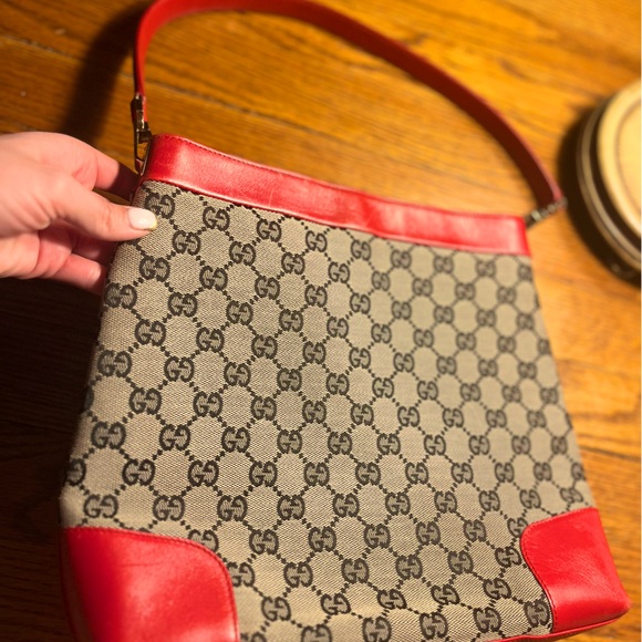 EUC Gucci GG Red trimmed Canvas Handbag. - Picture 8 of 14